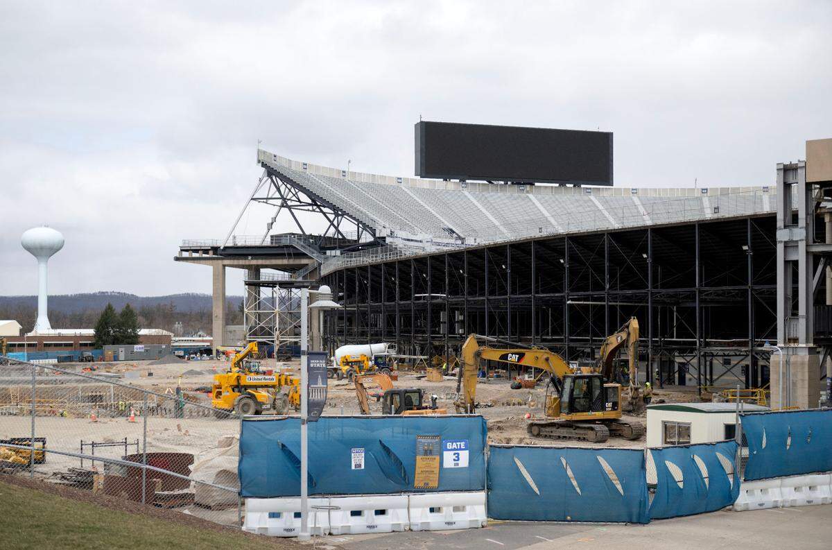 Construction on the west side of Beaver Stadium on Wednesday, March 26, 2025.