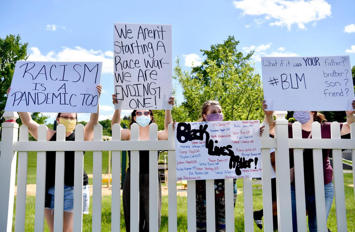 A crowd gathered at Cold Stream Dam along Route 322 in Philipsburg to protest injustice and support the Black Lives Matter movement on Sunday, June 7, 2020.