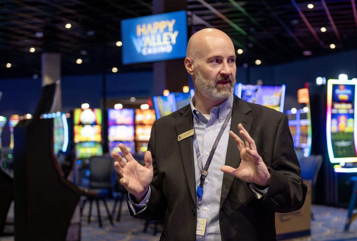 Eric Pearson, general manager of Happy Valley Casino, talks about the game options on Thursday, April 23, 2026 during a media tour.  