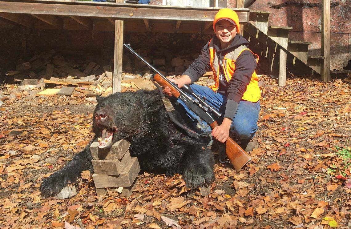 Fifteen-year-old Shane Harlacker harvested one of the 179 bears shot in Tioga County.