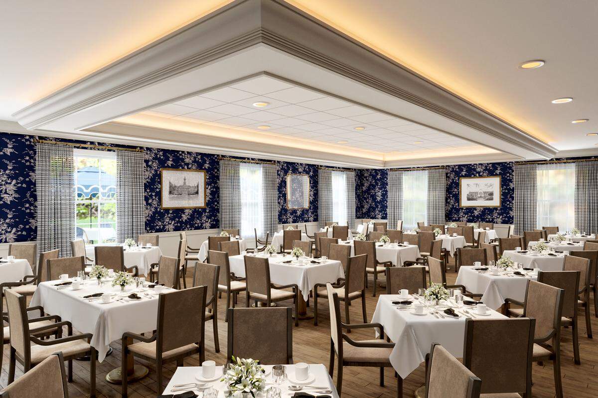 A rending of the breakfast room inside the newly renovated Nittany Lion Inn.