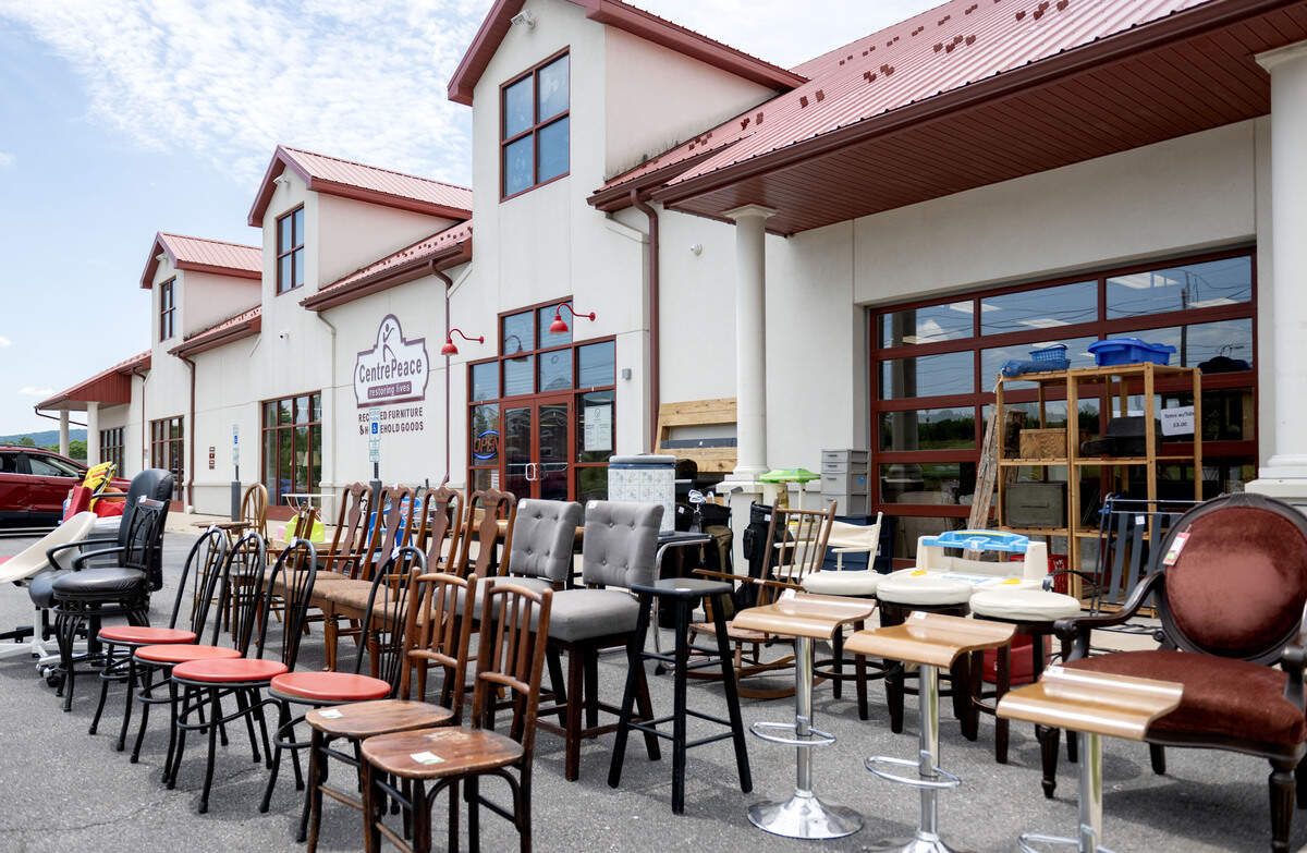 Chairs are pictured lined up outside of CentrePeace on Thursday, June 25, 2026.