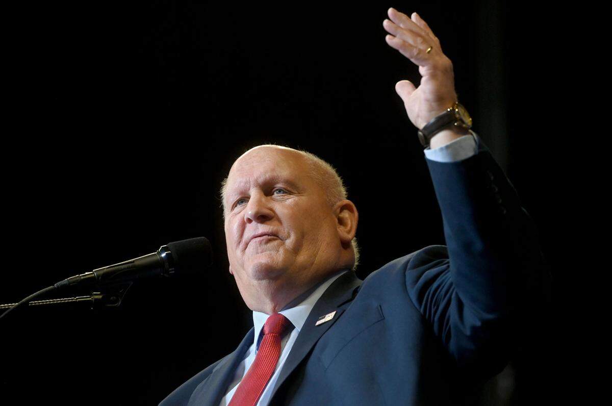 U.S. Rep. Glenn “GT” Thompson, R-Howard talks to the crowd at a Donald Trump rally at the Bryce Jordan Center on Oct. 26, 2024.  