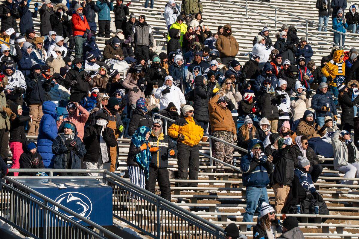 Fans are seen during the Penn State women’s hockey game at Beaver Stadium on Friday, Jan. 30, 2026. 