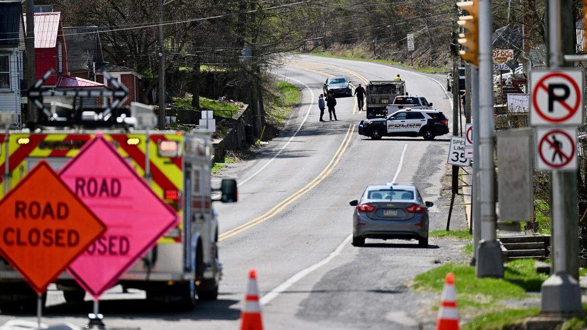 Willowbank Street near the Hot Dog House was closed Tuesday, April 8.