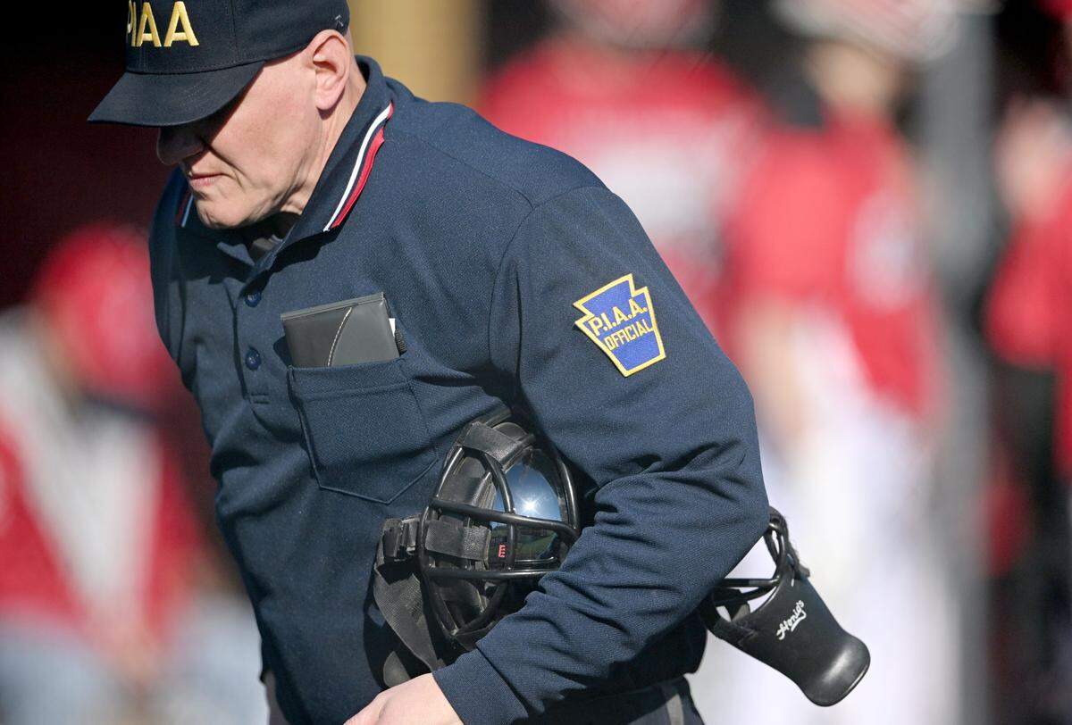 Umpire Dave Urbanick during the Tyrone at Bellefonte baseball game on Monday, March 25, 2024 at Governor’s Park.