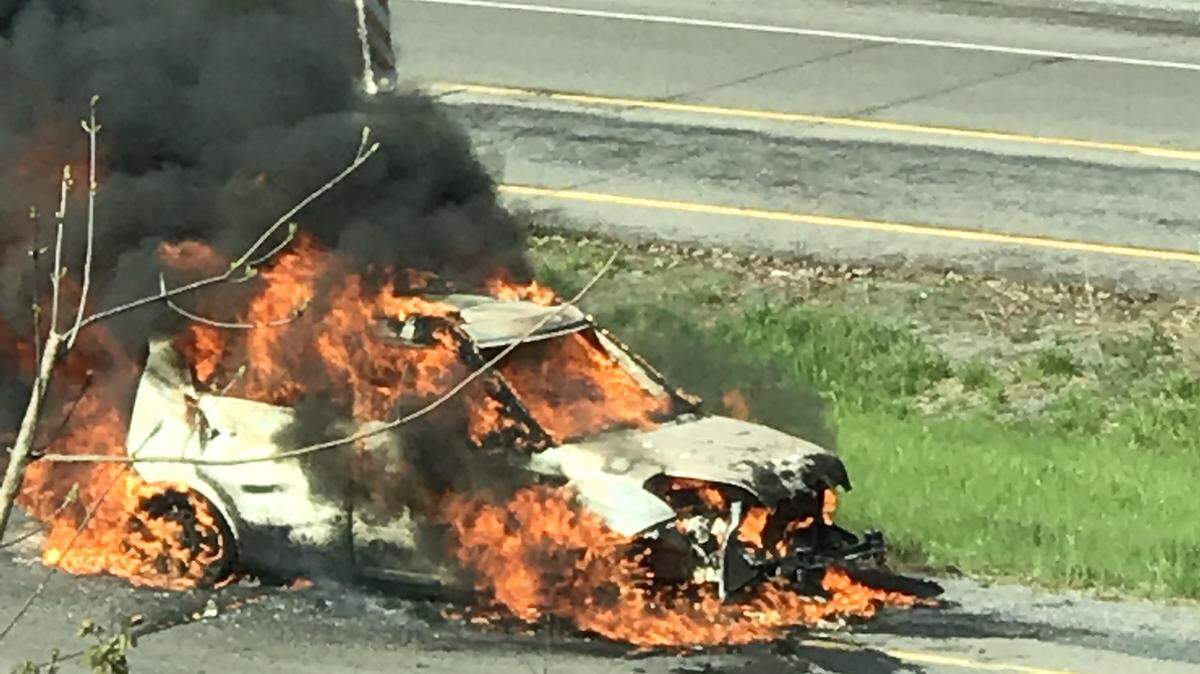 A car caught fire Monday morning while being towed over the Seven Mountains on U.S. Route 322 in Potter Township The cause of the fire is unknown, according to Centre Hall Fire Company.