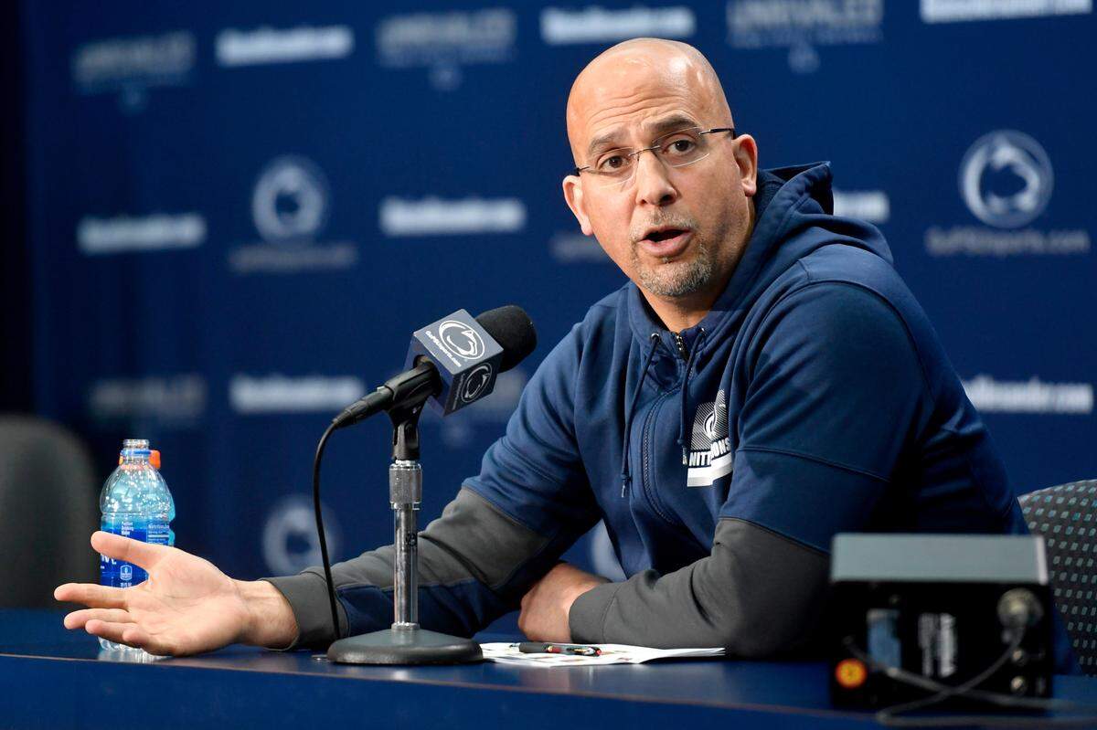 Penn State football coach James Franklin talks about the start of spring practice on Monday, March 21, 2022.