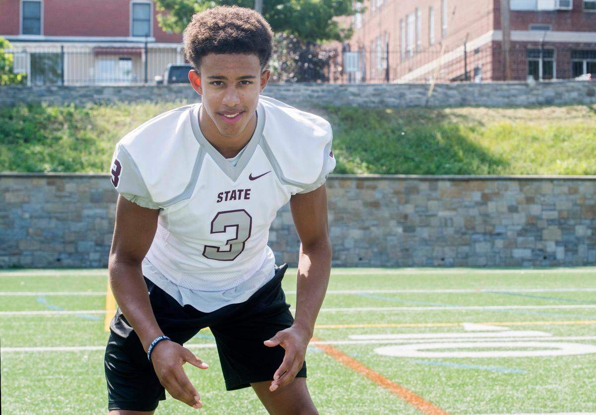 State College junior cornerback Keaton Ellis poses for a portrait on media day for State College Area High school fall sports on Wednesday, July 9, 2017.
