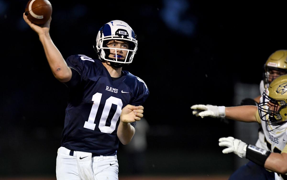 Penns Valley’s Aaron Tobias makes a pass during the game against Bald Eagle Area on Friday, Sept. 6, 2019.