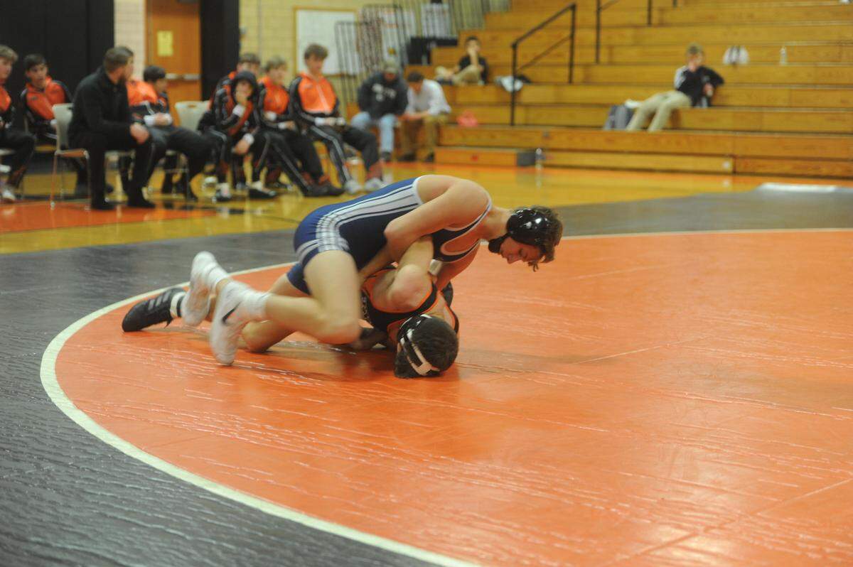 Penns Valley’s Ty Watson, pictured in December, leads Centre County with 16 pins this year. He had five falls this week. His 18 wins also leads the county with two other wrestlers