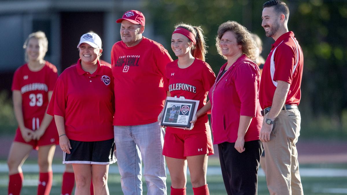 Bellefonte’s Mallorie Smith was honored for her 100 career goals before the game on Tuesday, Sept. 17, 2019.