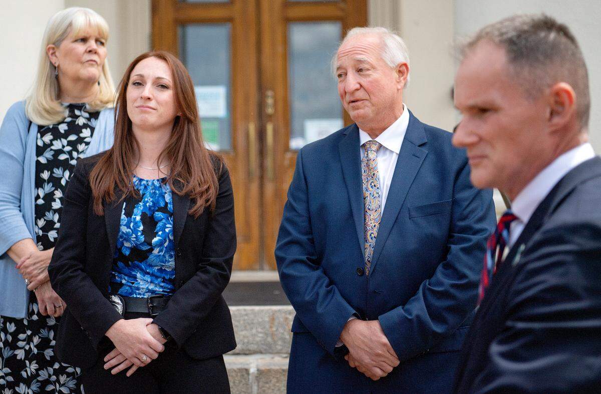 State College police detective Stephen Bosak speaks to the media on July 8, 2022, at the Centre County Courthouse.