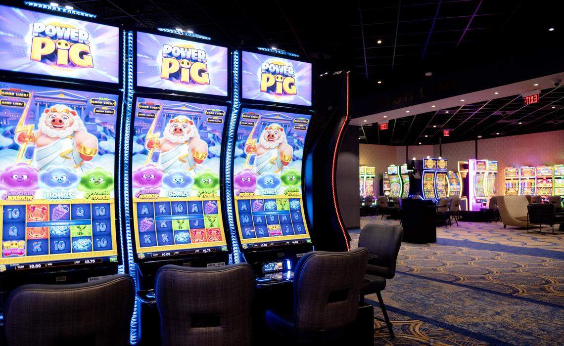 Slot machines are pictured at the Happy Valley Casino on Thursday, April 23, 2026 during a media tour. 