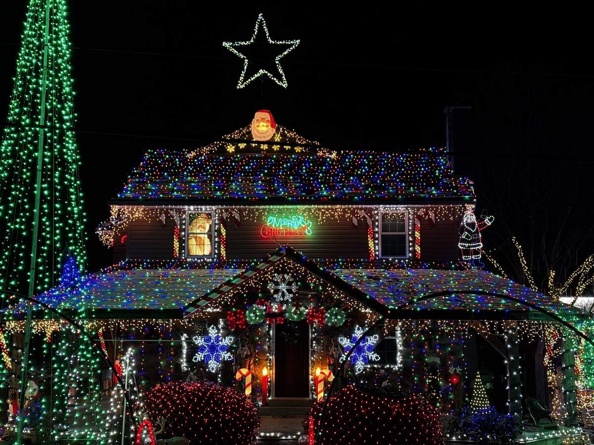 The house at 157 Oklawaha St., Milesburg, can be difficult to see under all the Christmas lights on Dec. 6, 2025.