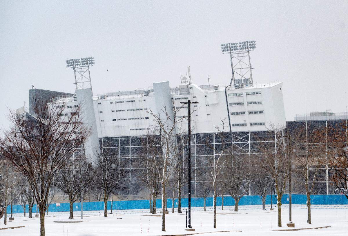 The press box at Beaver Stadium comes down on Saturday, Jan. 4, 2025.