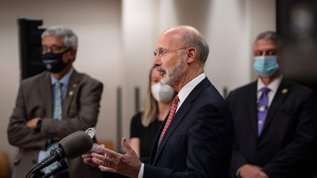 Gov. Tom Wolf criticizing a Republican election overhaul bill in Delaware County last month. Now that he says he’s open to voter ID changes, Republicans plan to introduce an updated version of the legislation.