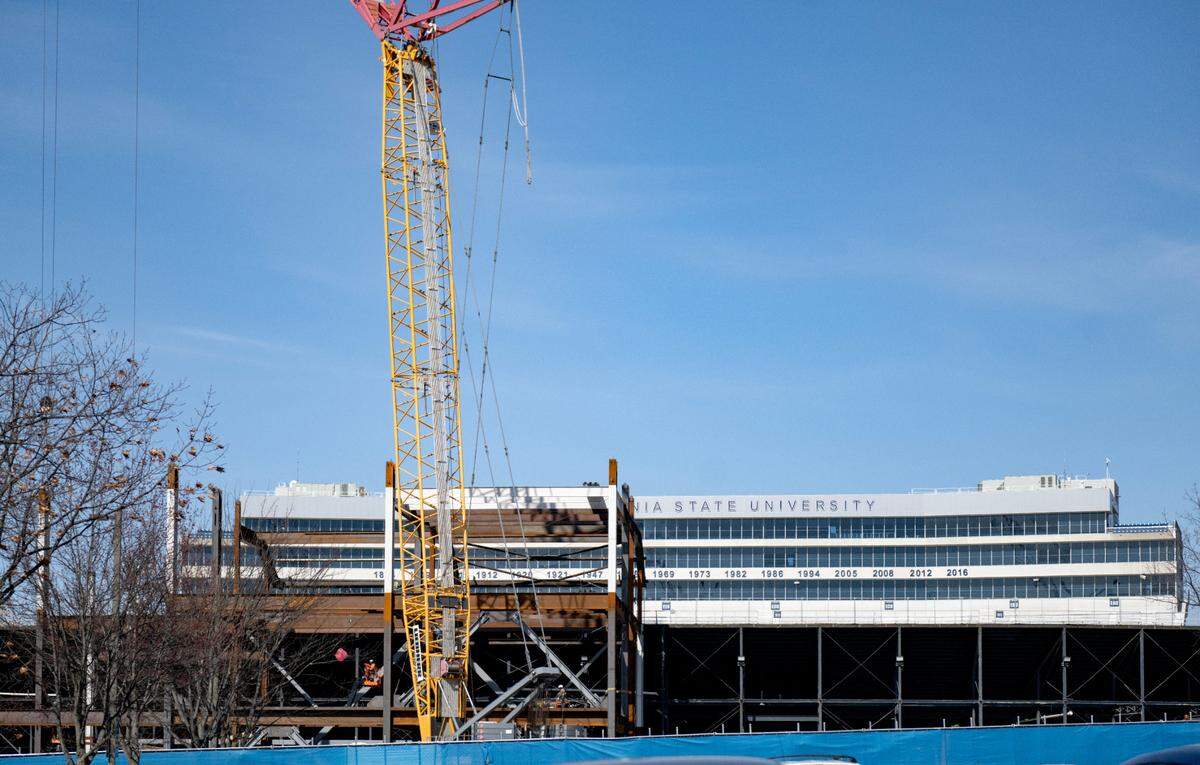 Construction on the west side of Beaver Stadium on Wednesday, April 9, 2025.
