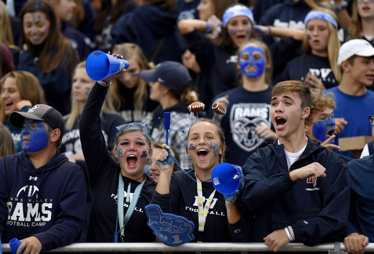 The Penns Valley student section cheers during the game against Bald Eagle Area on Friday Sept. 6, 2019. Penns Valley won, 47-7.