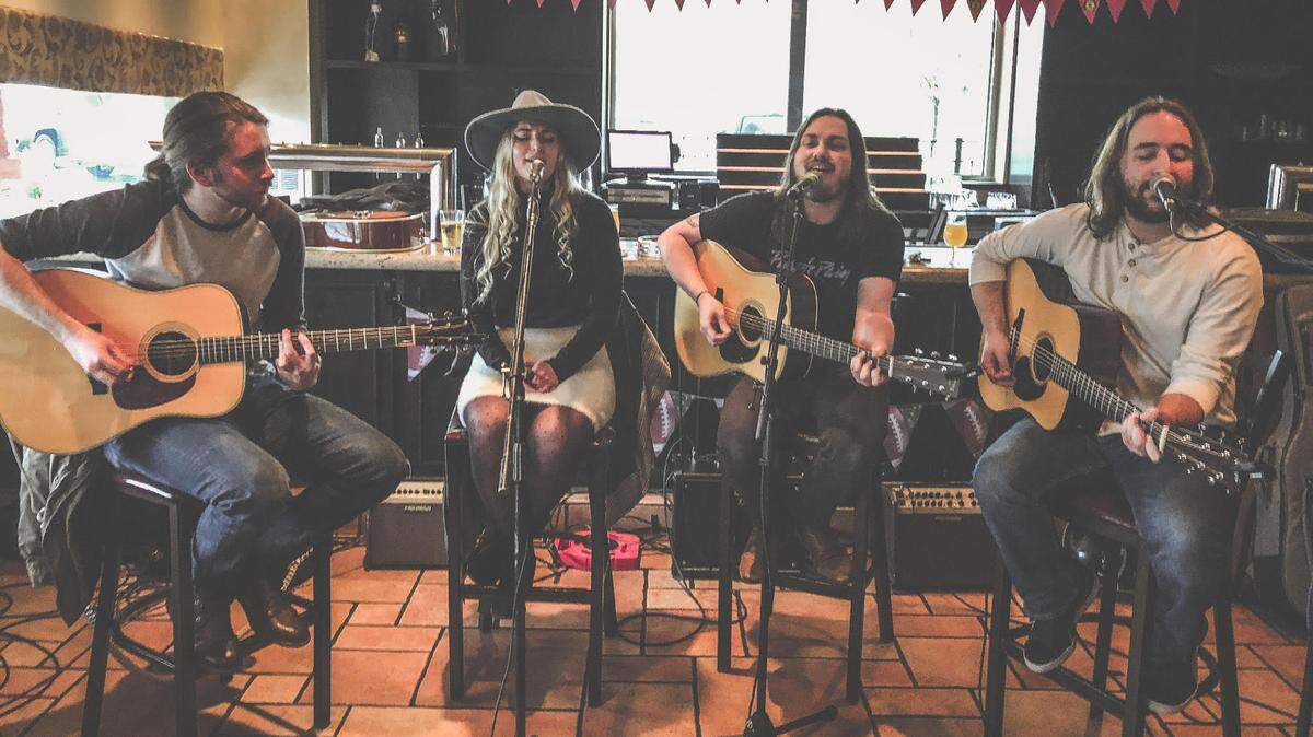 Mid-State Select (from left: Sean Heffernan, Anna Pearl Belinda, Sam Christensen, Sam Milz) performs at Robin Hood Brewing Company in State College. The band also has regular performances scheduled at Happy Valley Brewing Company in State College.