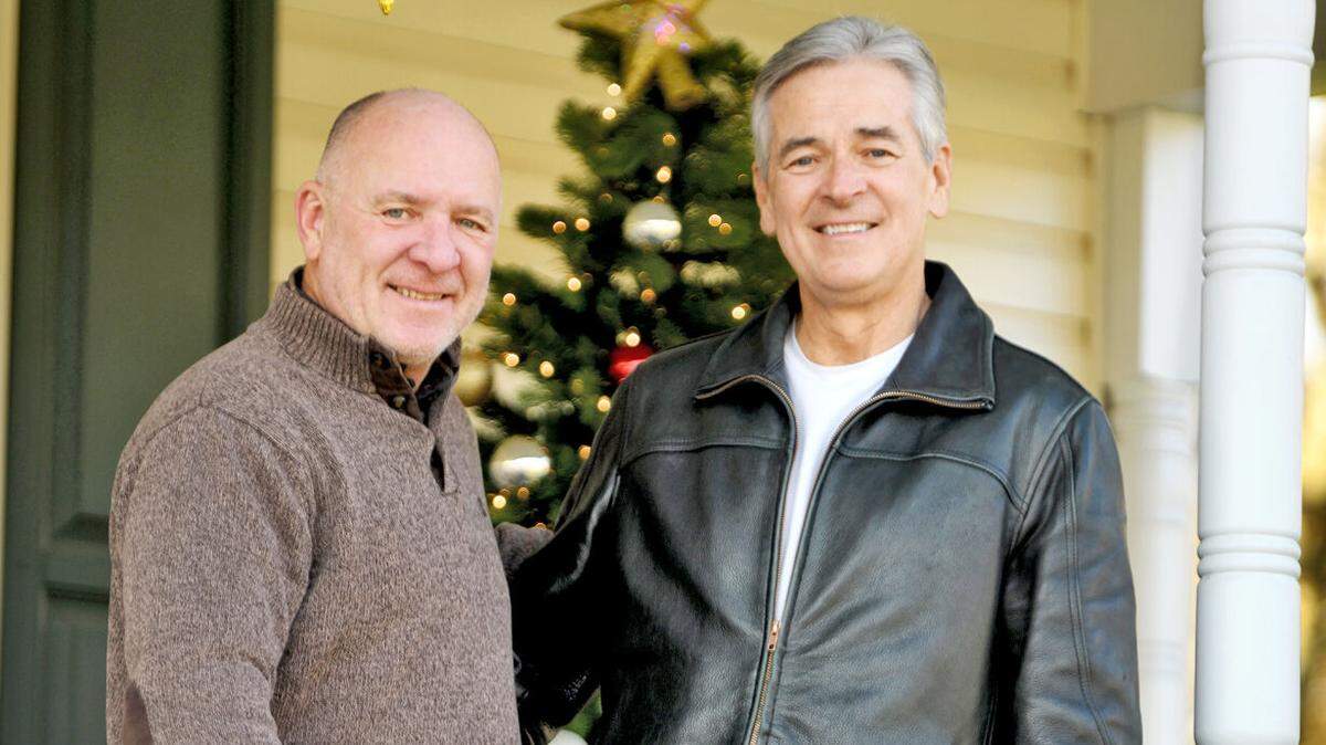 WJAC-TV anchorman Tim Rigby, right, will receive a kidney from his younger brother, state Rep. Jim Rigby. The pair are shown Tuesday, Dec. 21, 2021, at Tim’s home in Southmont.