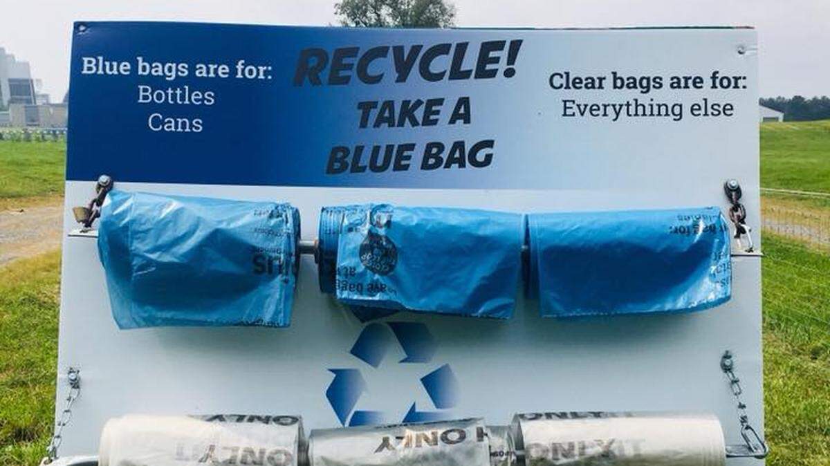 Penn State has stations throughout the tailgating lots around Beaver Stadium with bags for recycling and for trash.
