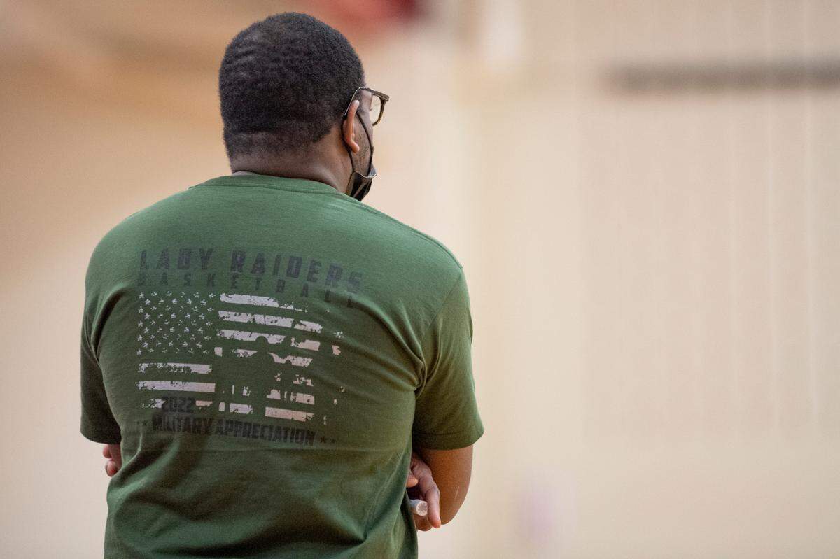 Bellefonte girls basketball head coach Marcus Toomer looks on Friday during a girls basketball game against Hollidaysburg.The Lady Raiders raised money for the Centre County Veterans Assistance Fund with their annual Shoot-A-Thon fundraiser.