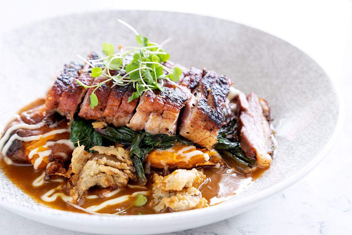 Smoked duck breast with veggies, miso broth and a yuzu sauce from Central Reservation in State College for Happy Valley Restaurant Week 2022. Photo courtesy of Matt Fern.