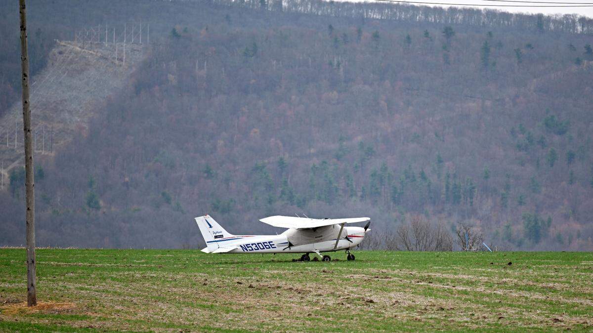 A plane made an emergency landing in a field off of University Drive on Wednesday, April 2, 2025.