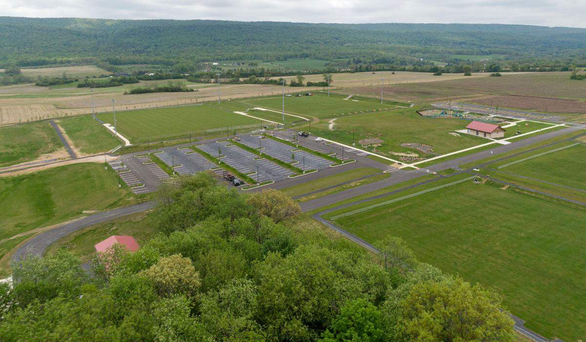 A look over Whitehall Road Regional Park as work continues on Tuesday