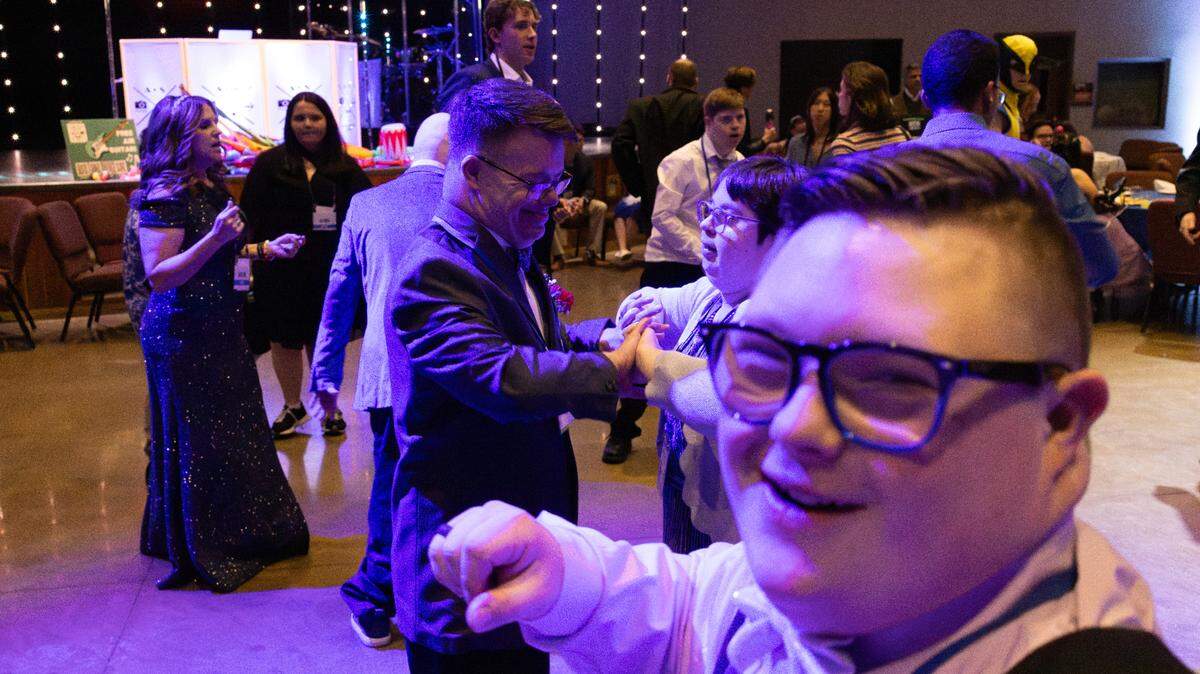 Guests hit the dance floor at the Night to Shine on Friday, Feb. 7, 2025.