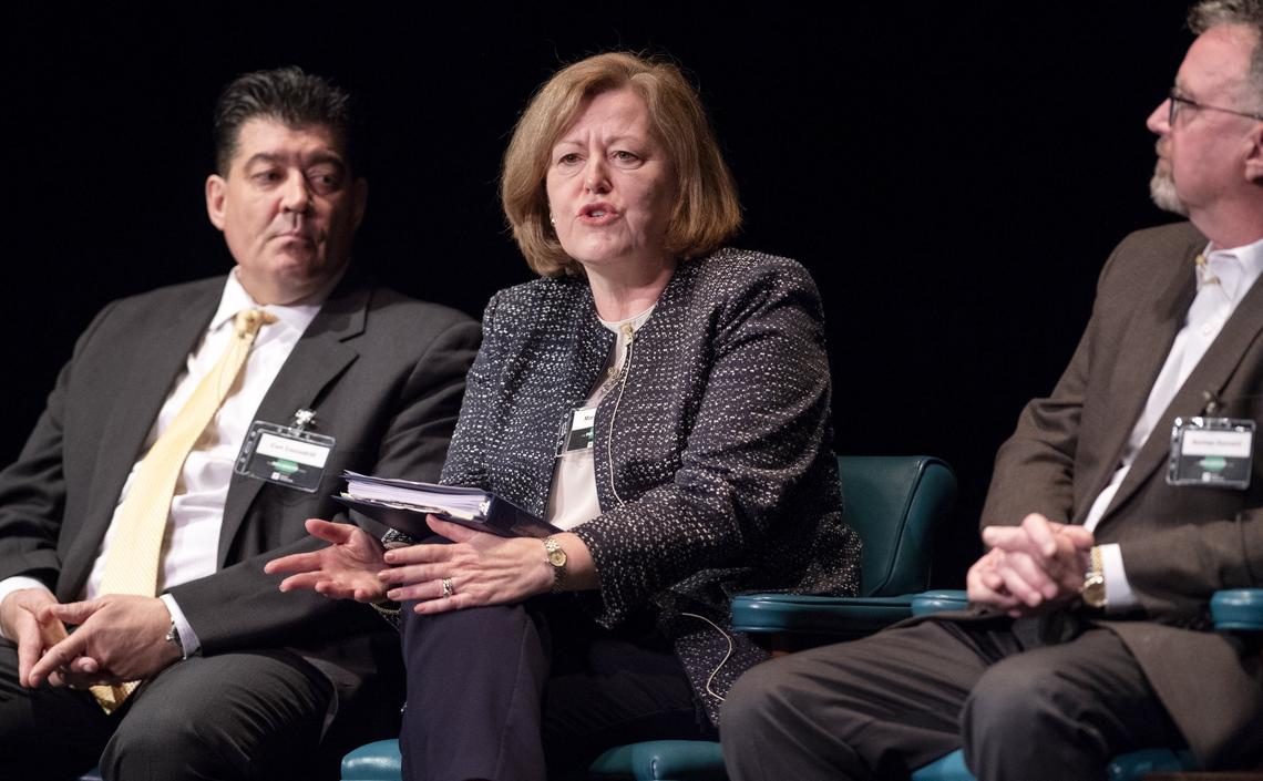 Centre County Government county administrator Margaret Gray speaks during the Pennsylvania Priorities event by the Centre Daily Times to discuss the rural broadband crisis on Wednesday, April 24, 2019 at the State Theatre.