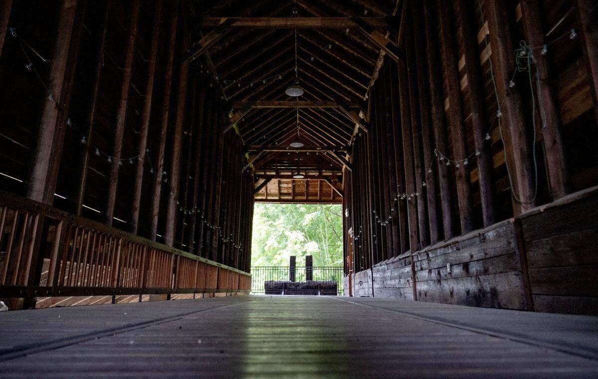 Inside the coal sheds of the Lemont Granary, which was built in 1885.