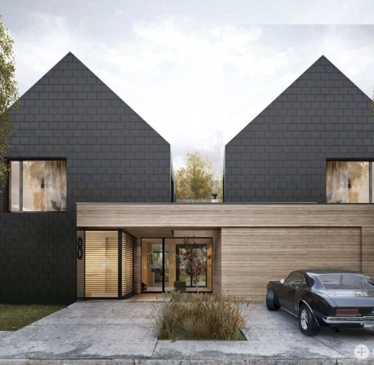 A conceptual rendering of a duplex as part of a housing development in College Township proposed by Mosaic Community Development, LLC.