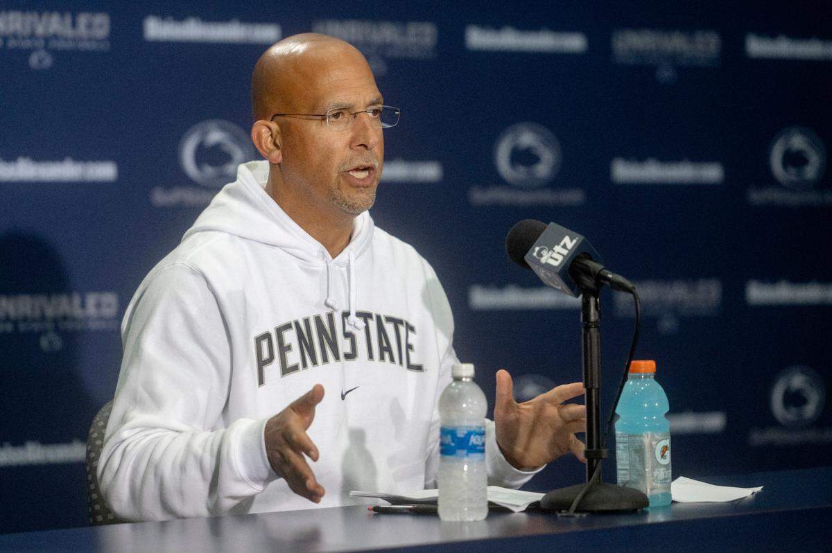 James Franklin answers a question during his press conference on Tuesday, Sept. 12, 2023.