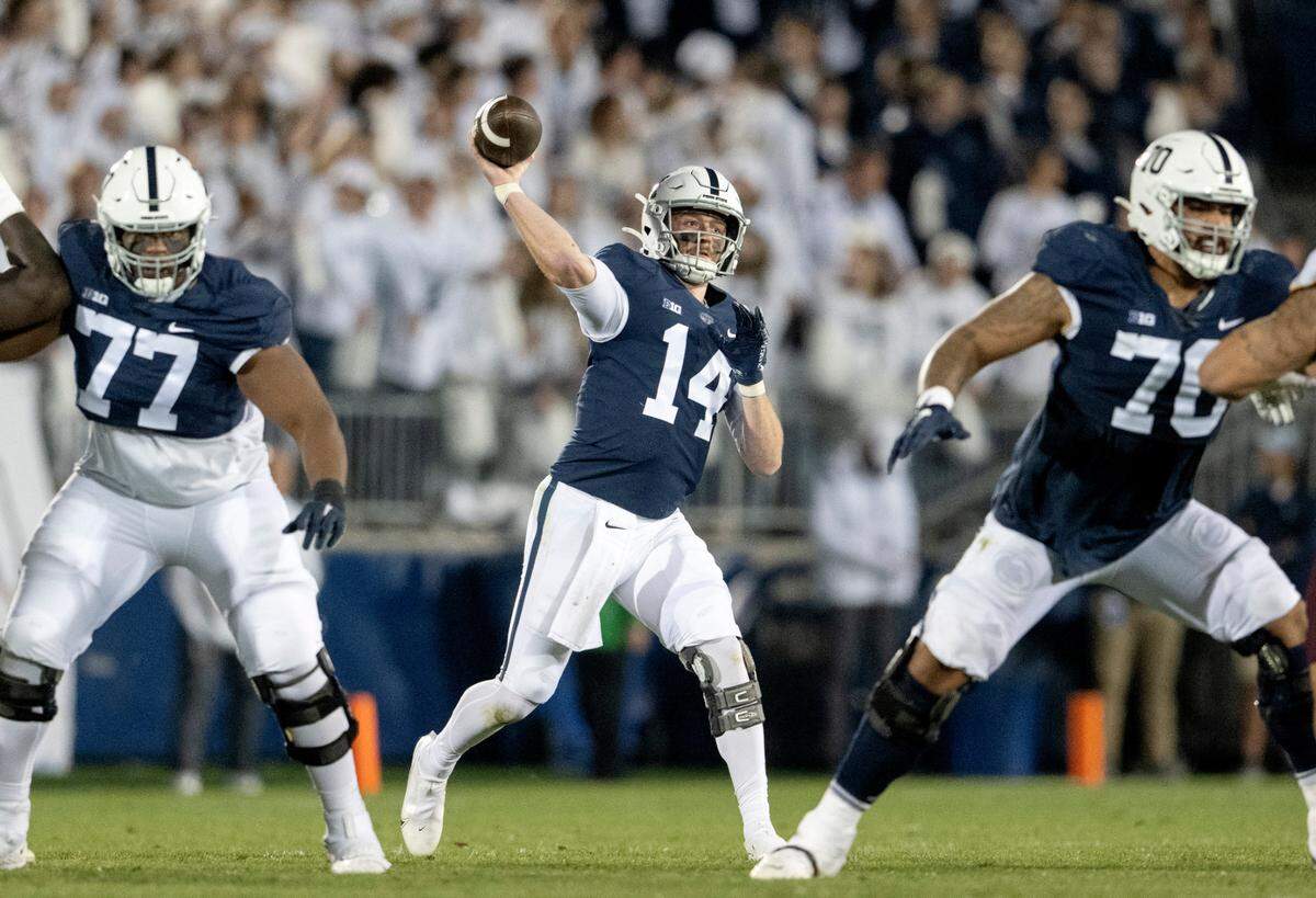 Penn State quarterback Sean Clifford makes a pass during the game against Minnesota on Saturday, Oct. 22, 2022.