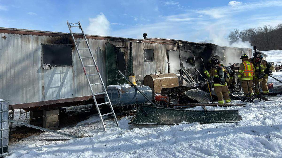 A fire at 2564 Shingletown Road in Harris Township completely destroyed a manufactured home on Tuesday.