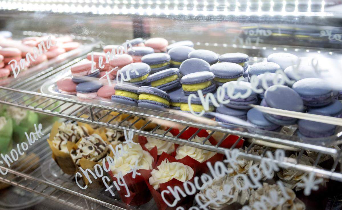 A variety of macarons including banana cream, lemon tart and cheesecake from Elizabeth Henry’s on Monday, Jan. 12, 2026.