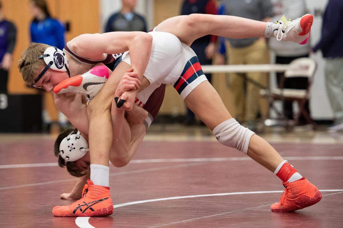 State College’s Asher Cunningham, pictured here in a Feb. 26 photo, was able to claim the county lead this week in major decisions when he got to five.