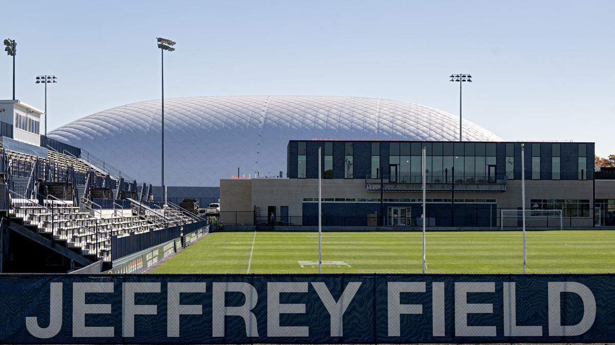 Construction continues on the Soccer Operations Center and practice bubble next to Jeffrey Field on Monday, Oct. 27, 2025.