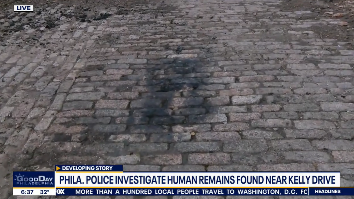 Charred cobblestones were found in the area where police discovered human remains.