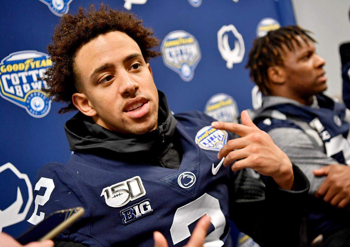 Penn State cornerback Keaton Ellis talks about his freshman year as a Nittany Lion during media day for the Cotton Bowl on Thursday, Dec. 26, 2019 at AT&T Stadium.