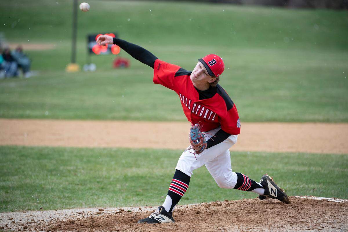 Derek Fravel pitches during a PIAA baseball game between Bellefonte and Jersey Shore on Friday in Bellefonte.