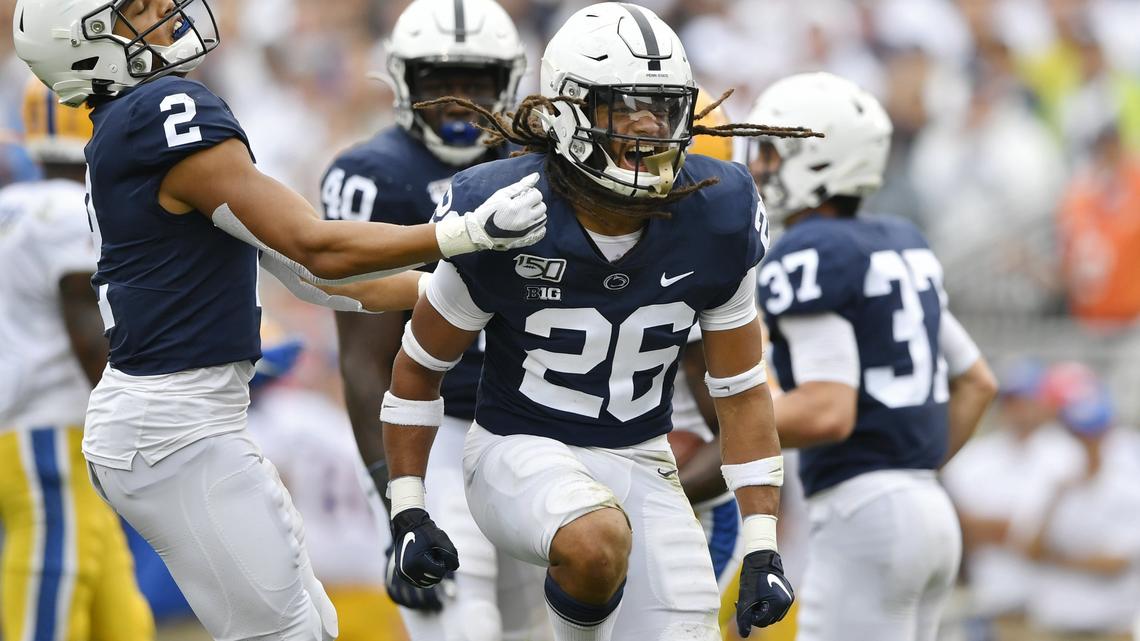 How high did Penn State football move up in the top-25 rankings after holding on against Pitt?