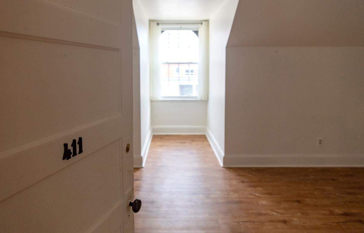 One of the fourth floor bedrooms in the University Club on 331 W. College Ave.