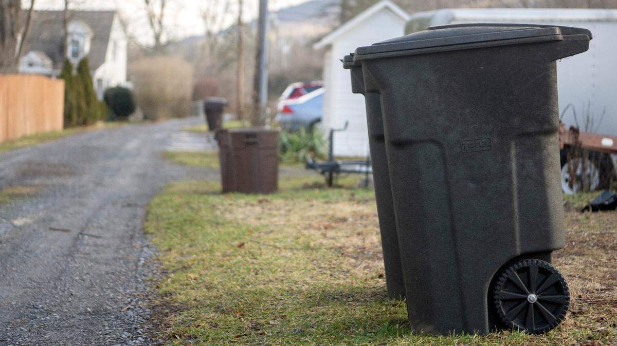 Trash cans along Reed Alley are pictured on Thursday, Jan. 5, 2023.