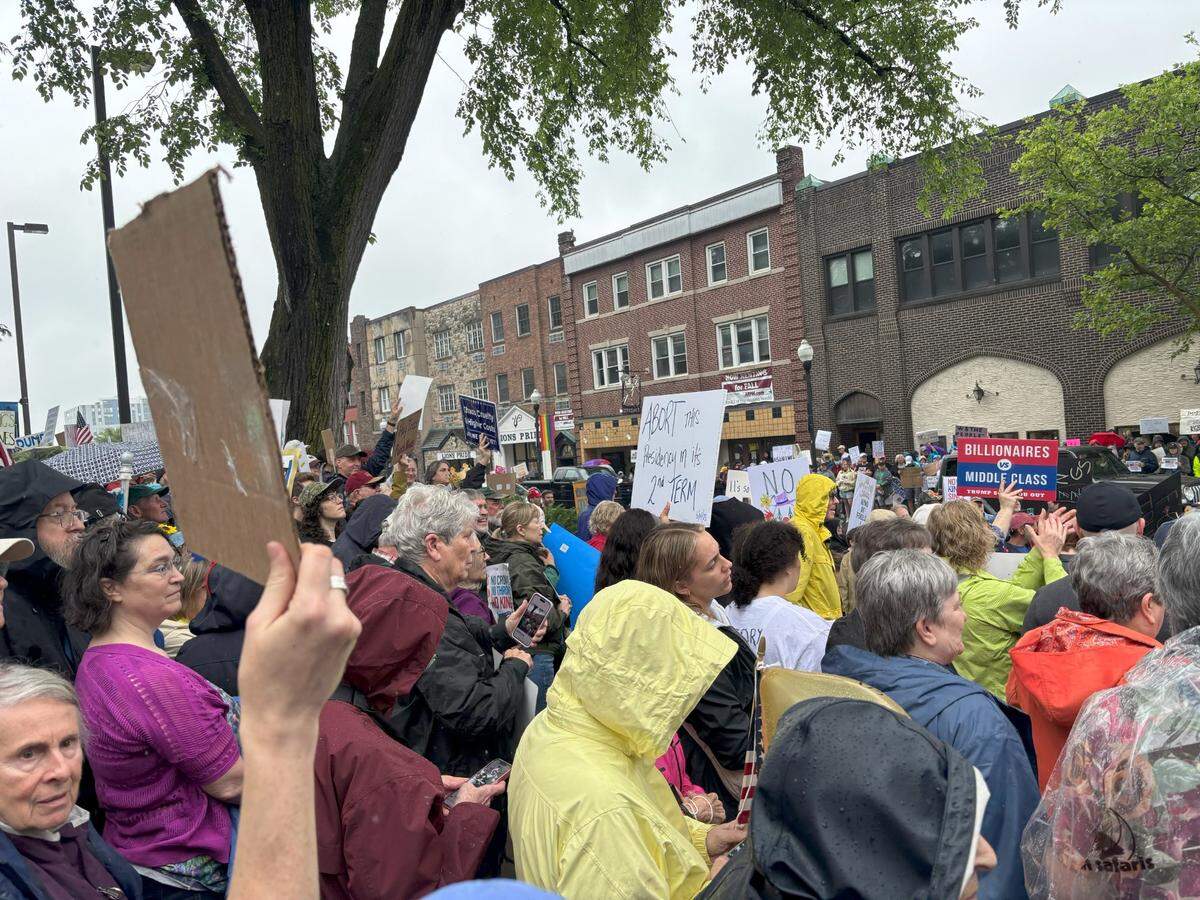 Hundreds of protesters attended the anti-Trump “No Kings” rally on Saturday in downtown State College near the Allen Street gates. The rally was part of a nationwide series of demonstrations that railed against what organizers described as President Donald Trump’s executive overreach, immigration crackdowns/civil rights violations, cuts to essential services, etc.