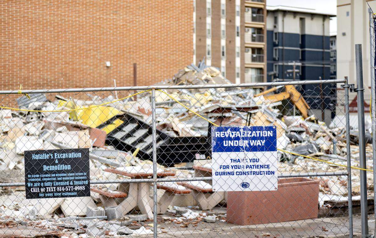 The former McDonald’s on the corner of East College Ave. and Sowers Street has been demolished Wednesday, Dec. 3, 2025.