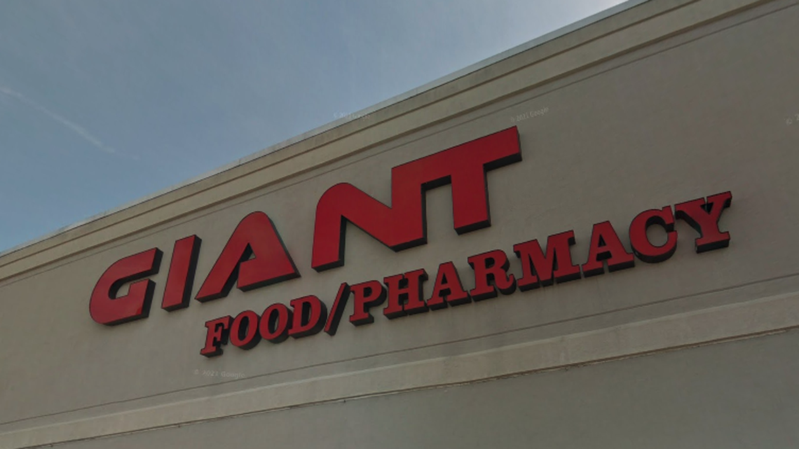 A woman died after a shopping cart she was pushing outside Giant Food was struck by a driver, cops say.