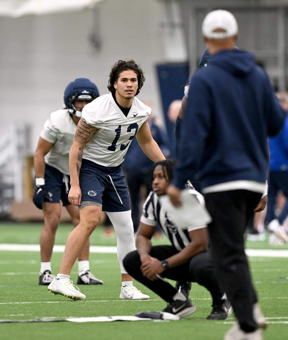 Penn State linebacker Tony Rojas watches a play during spring practice on Thursday, March 26, 2026.  
